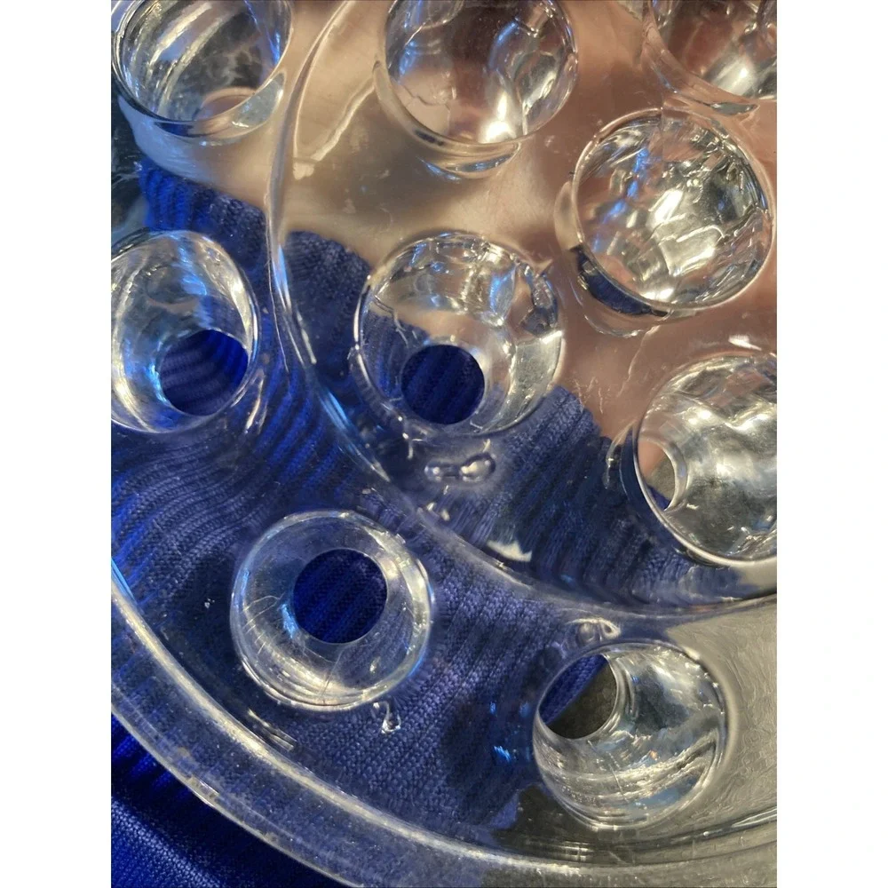 Lot 3 Vintage Clear Glass Flower Frogs 5